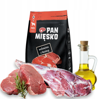 Krmivo pre psov Pan Mięsko, hovädzie a kozie mäso, 20 kg